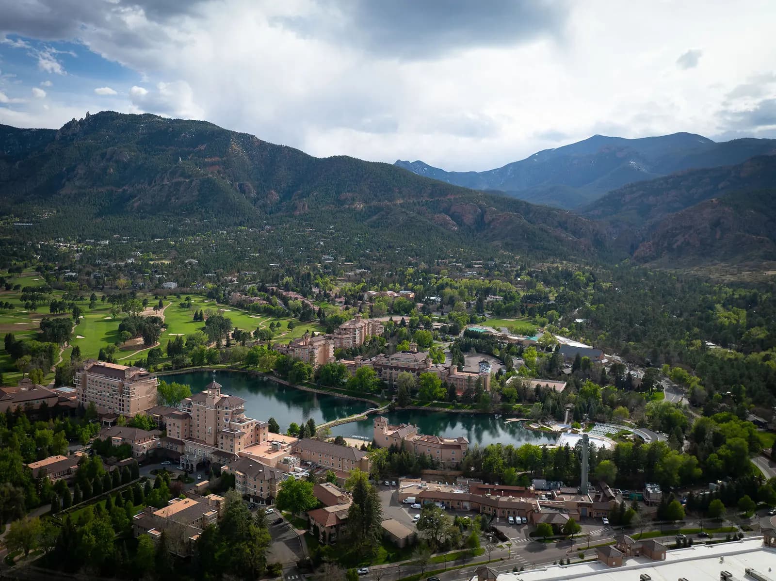 The Broadmoor and the Colorado front range from the air