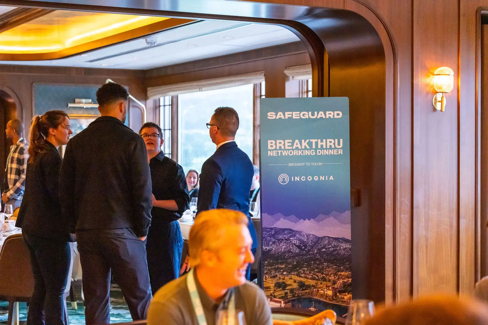 Guests gathering at a Breakthru networking dinner