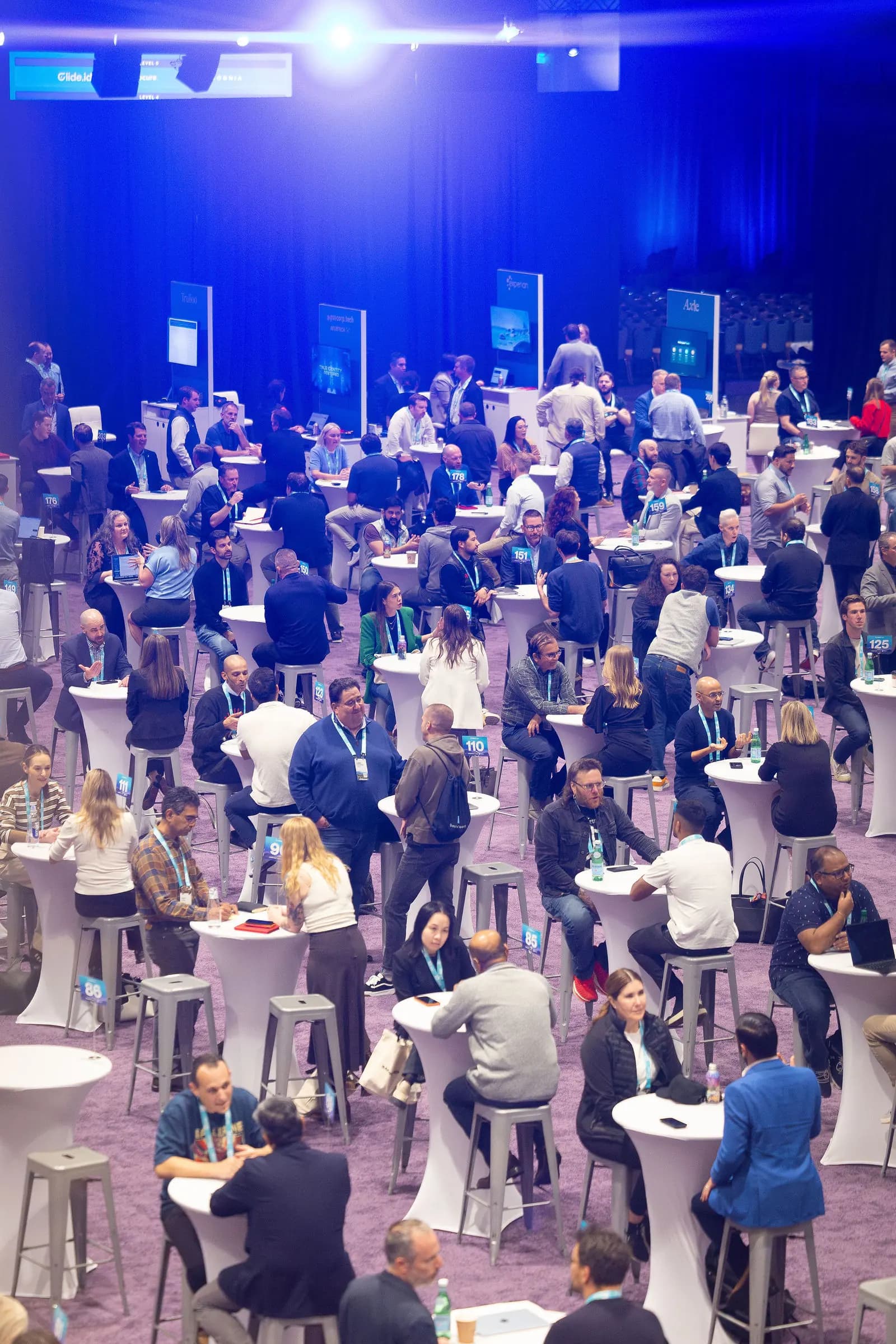 The Breakthru meeting floor seen from above, every table full
