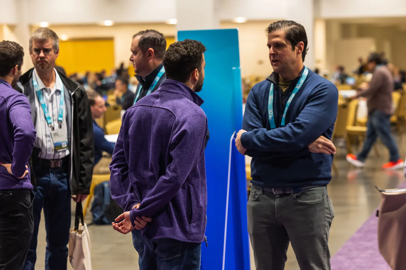 A group talking on the networking floor