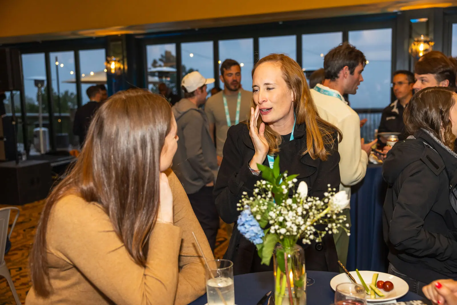 A conversation at the closing reception